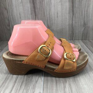 Dansko Sandals Womens EU 40 Mustard Yellow Leather Buckle Strap Slip On Comfort